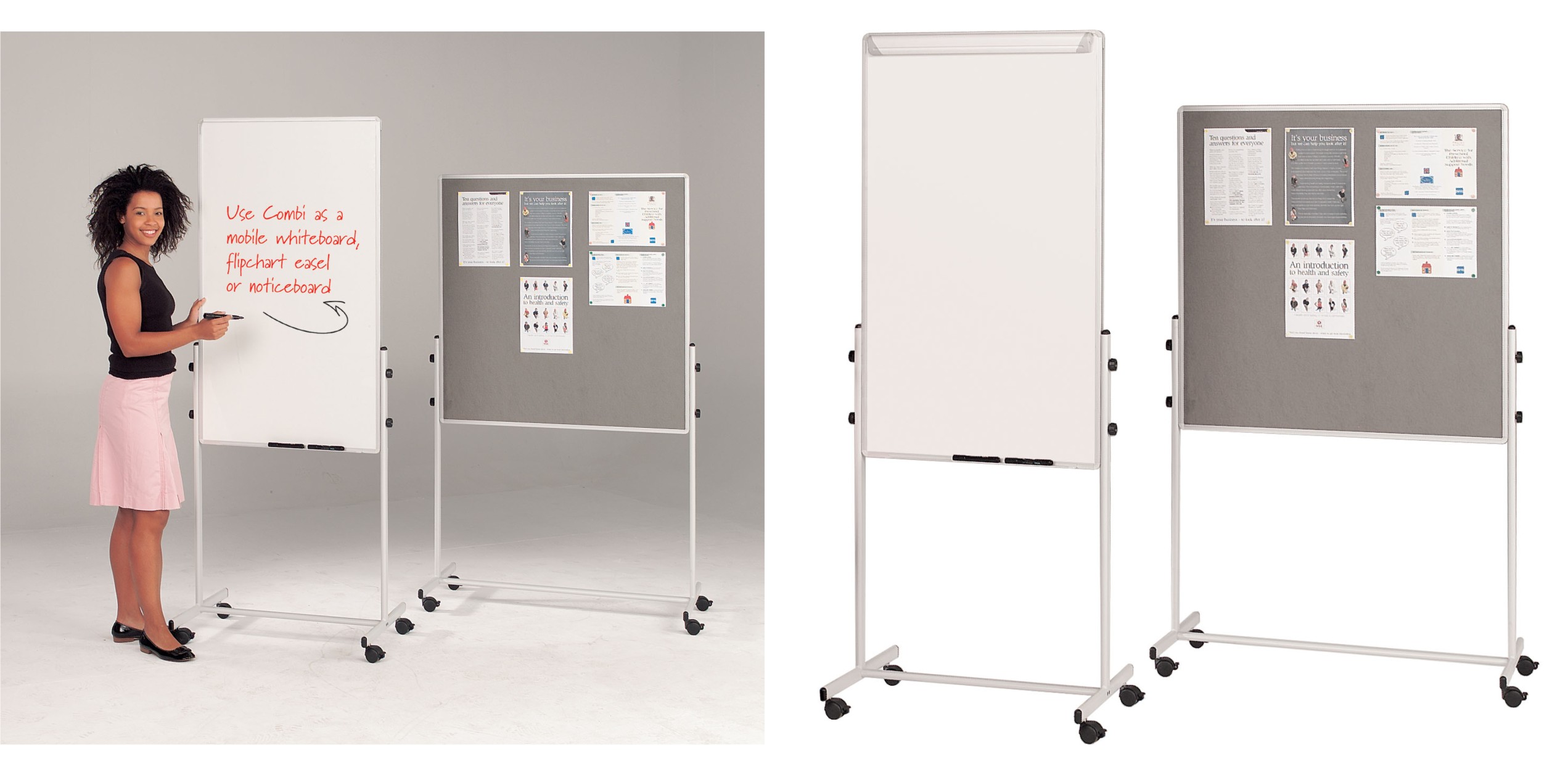Combi Mobile Whiteboard and Noticeboard